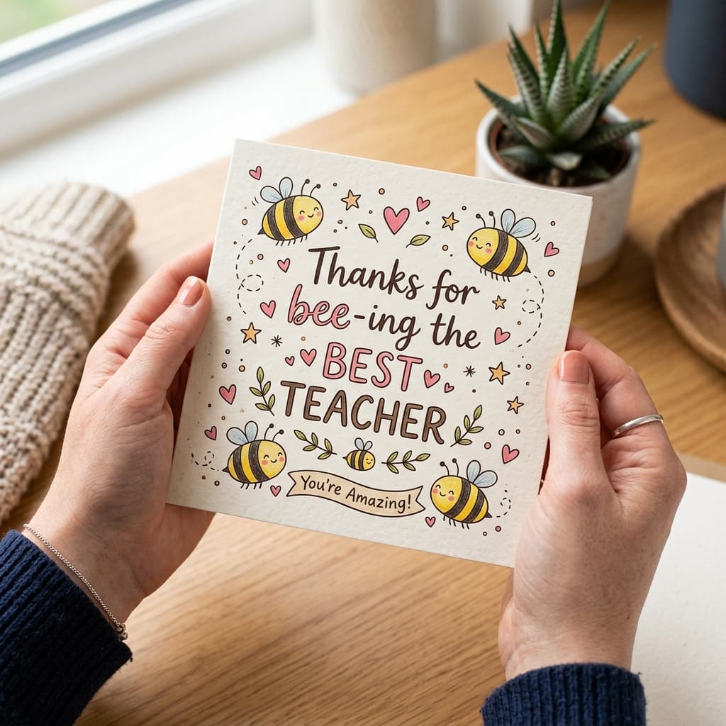 Thanks for bee-ing the best teacher card